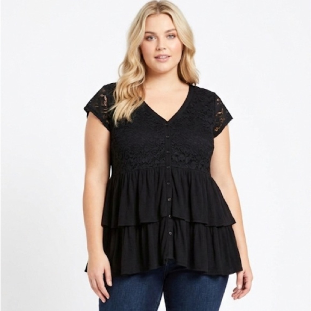 Torrid black boho lace top size 1X